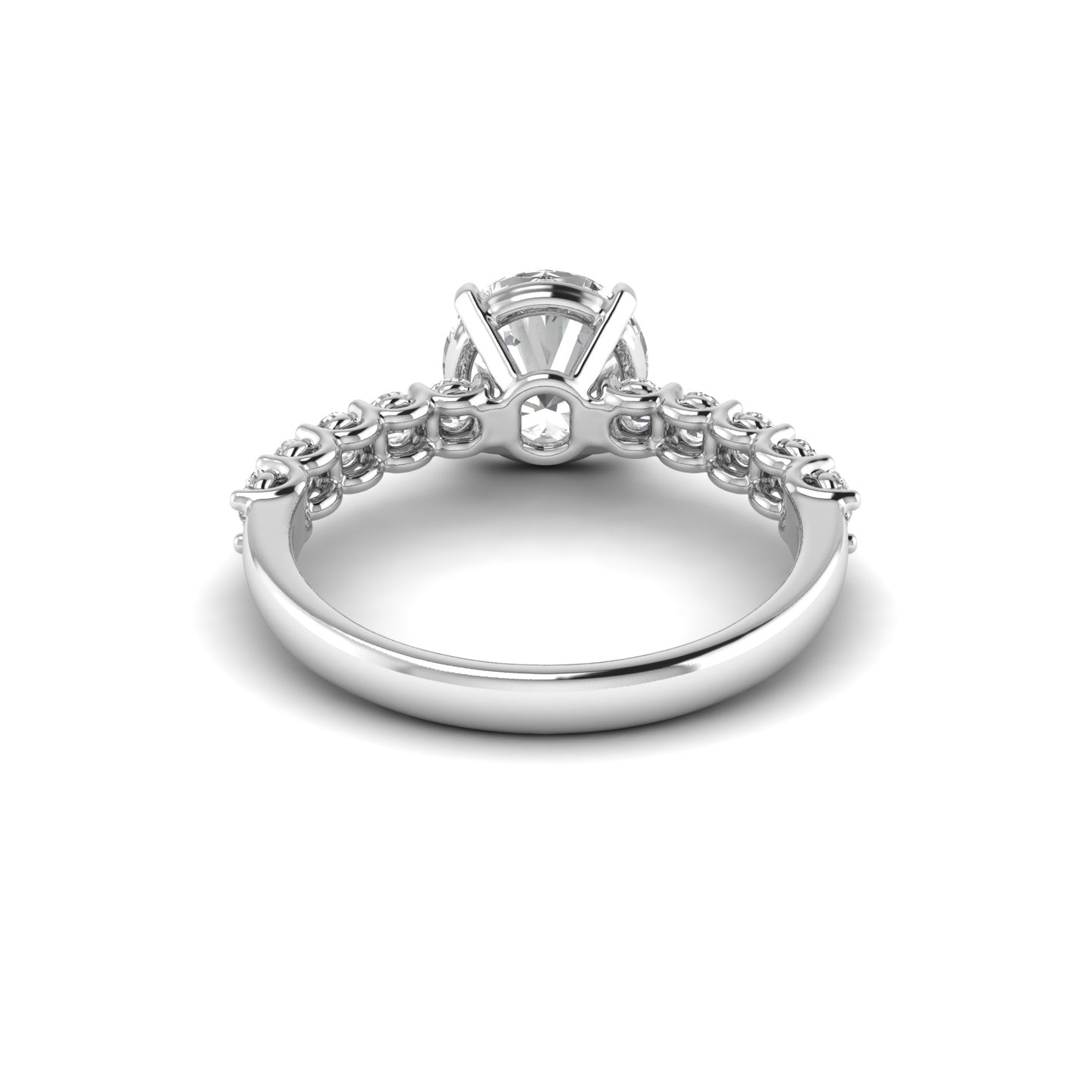White Gold Studded 2.58 Carat Lab Grown Diamond Ring-G Color VVS2 Clarity.